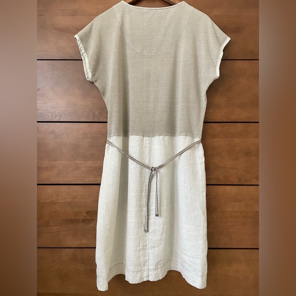 Sandwich Linen Dress EU 38 Beige Minimalist Shift Tie Waist Pockets Neutral - Picture 8 of 14